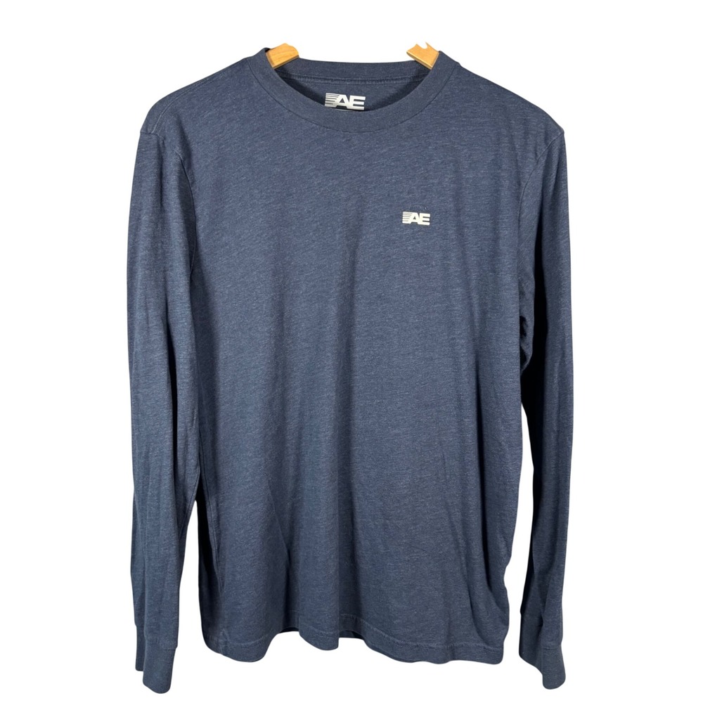 American Eagle Mens Small Navy‎ Blue AE 24/7 Long Sleeve Graphic T-Shirt